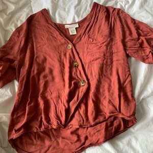 Button up orange top